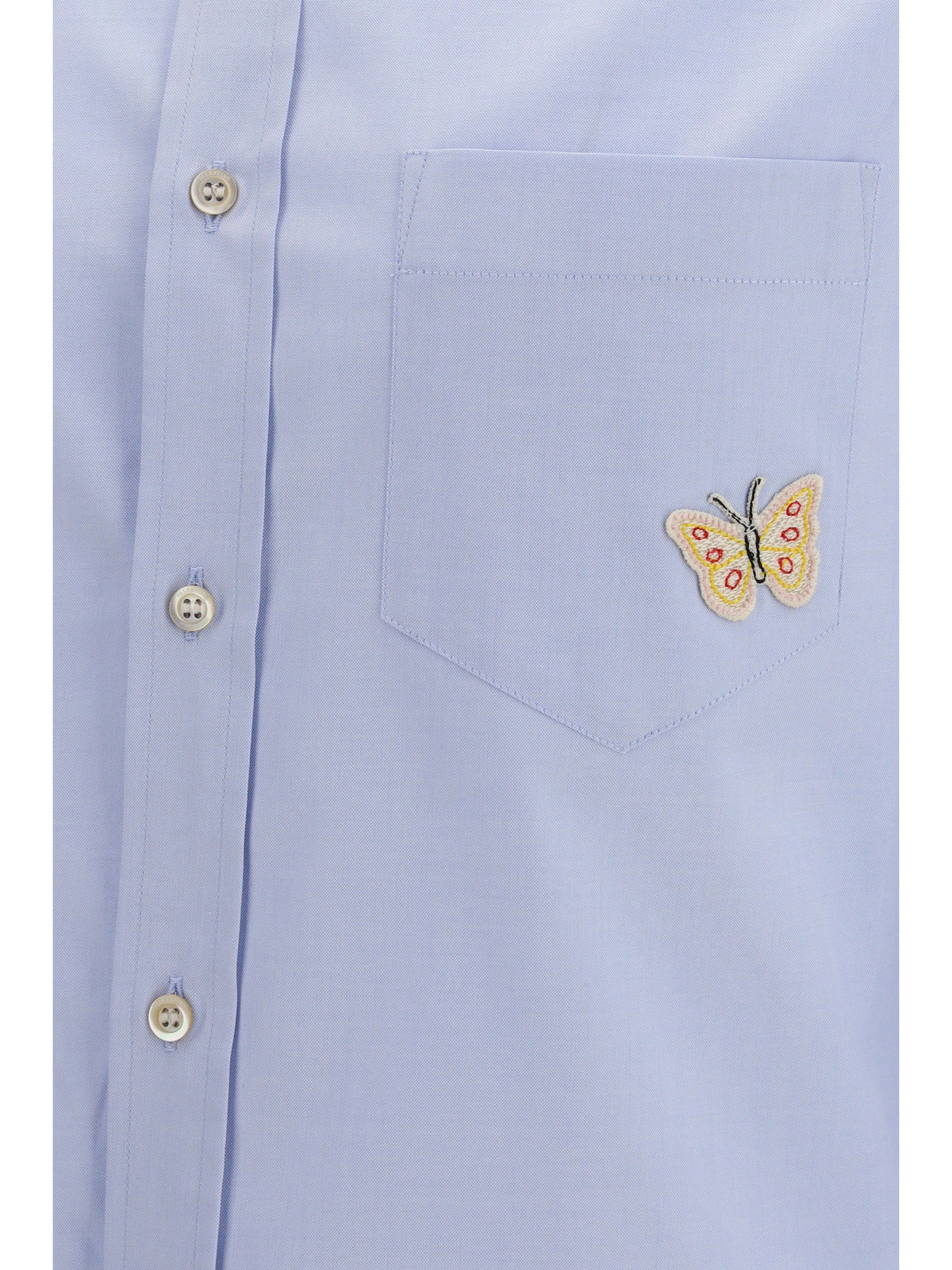 Valentino Cotton Shirt with butterfly embroidery - Light Cloud