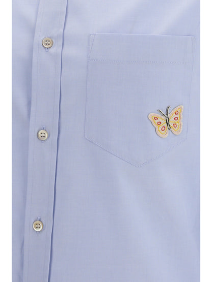Valentino Cotton Shirt with butterfly embroidery - Light Cloud