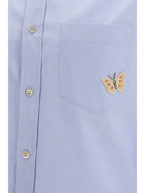 Valentino Cotton Shirt with butterfly embroidery - Light Cloud
