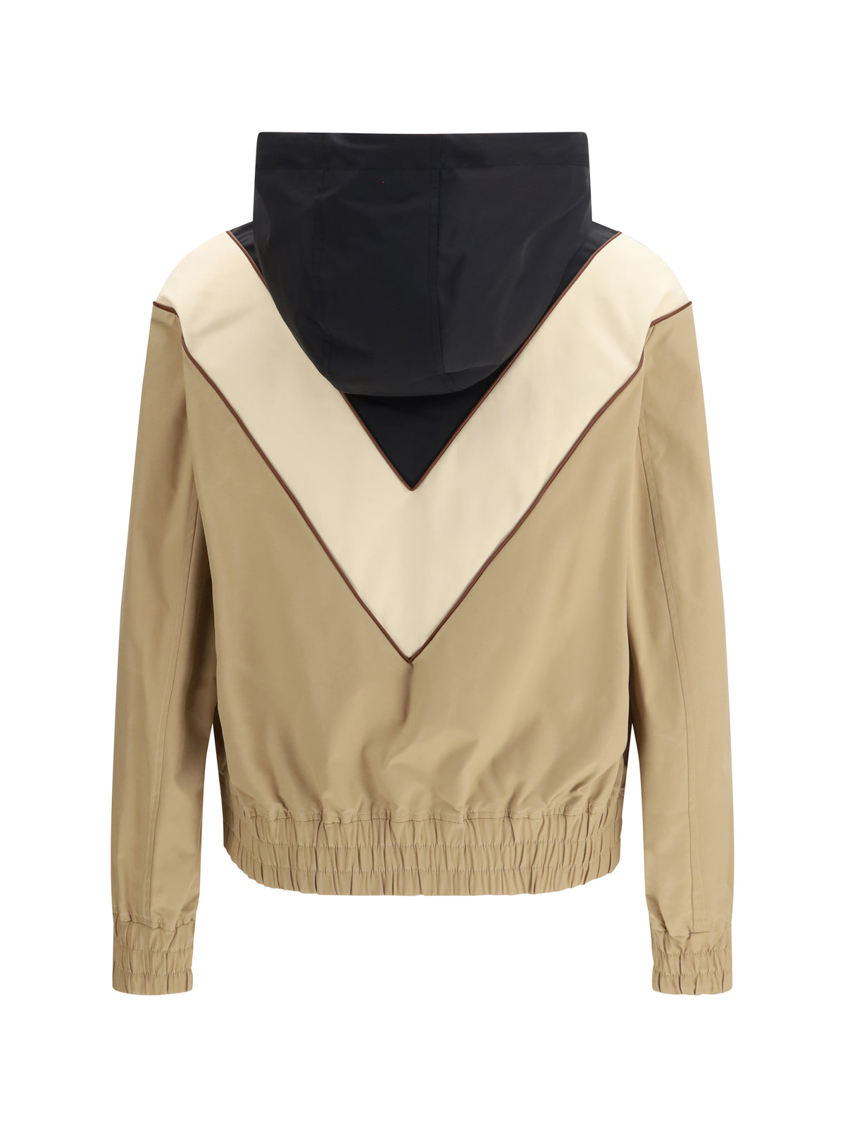 Valentino Nylon hooded windbreaker Jacket - Black/Burro/Camel
