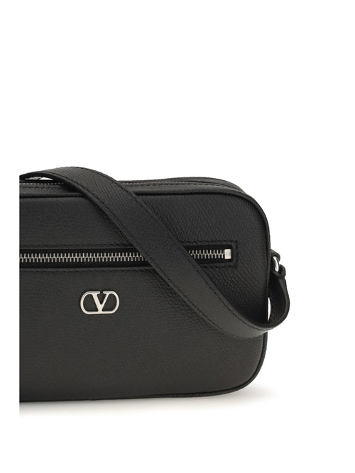 Valentino Garavani Grained leather Crossbody Bag with zip - Black