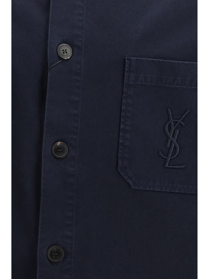 SAINT LAURENT Cassandre Overshirt in gabardine with logo