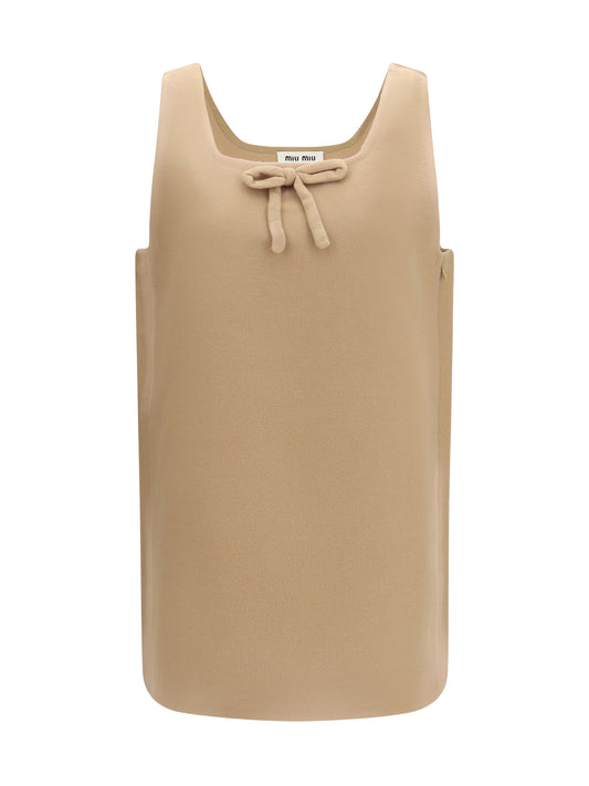 Miu Miu Waxed double wool Dress - Hazelnut