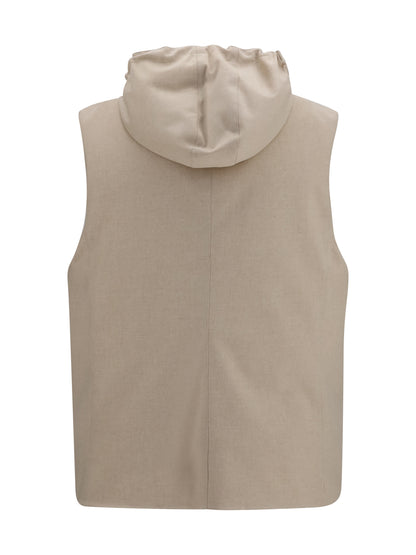 Brunello Cucinelli Wool Down Vest - Sabbia+Panama