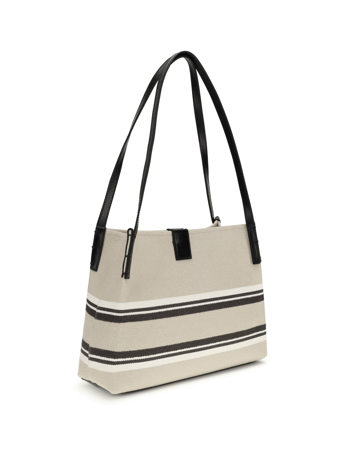 Balmain Canvas Shoulder Bag - Naturel/Noir/ Blanc Optique