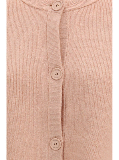 Toteme Cropped crewneck Cardigan with button fastening - Flamingo