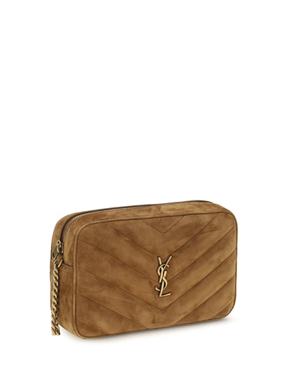 Saint Laurent Camera LouLou matelassé suede Shoulder Bag - Orange Caramel Cogn