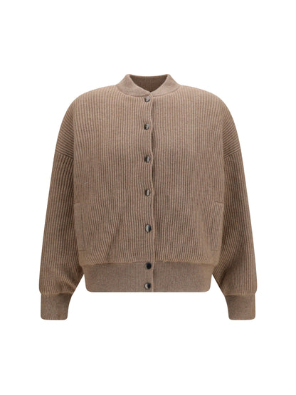 Brunello Cucinelli Ribbed cashmere Bomber - Brown