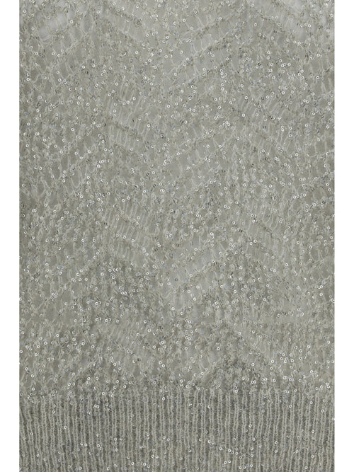 Brunello Cucinelli Openwork sequined crewneck Sweater - Ghiaia+Quarzo