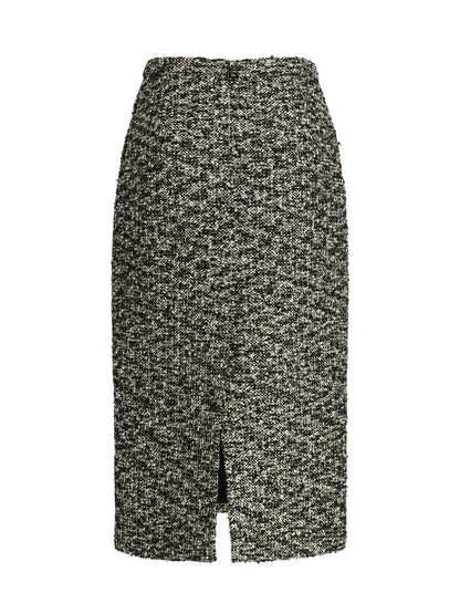 Gucci Midi Skirt in laminated bouclé fabric - Black/White/Mc