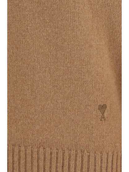 Ami Paris Cashmere and wool blend Sweater - Camel