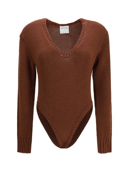 Forte_forte Cable-knit wool Bodysuit - Noisette