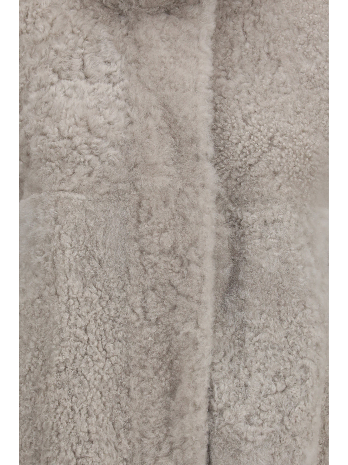 Brunello Cucinelli High-neck shearling Jacket - Stone