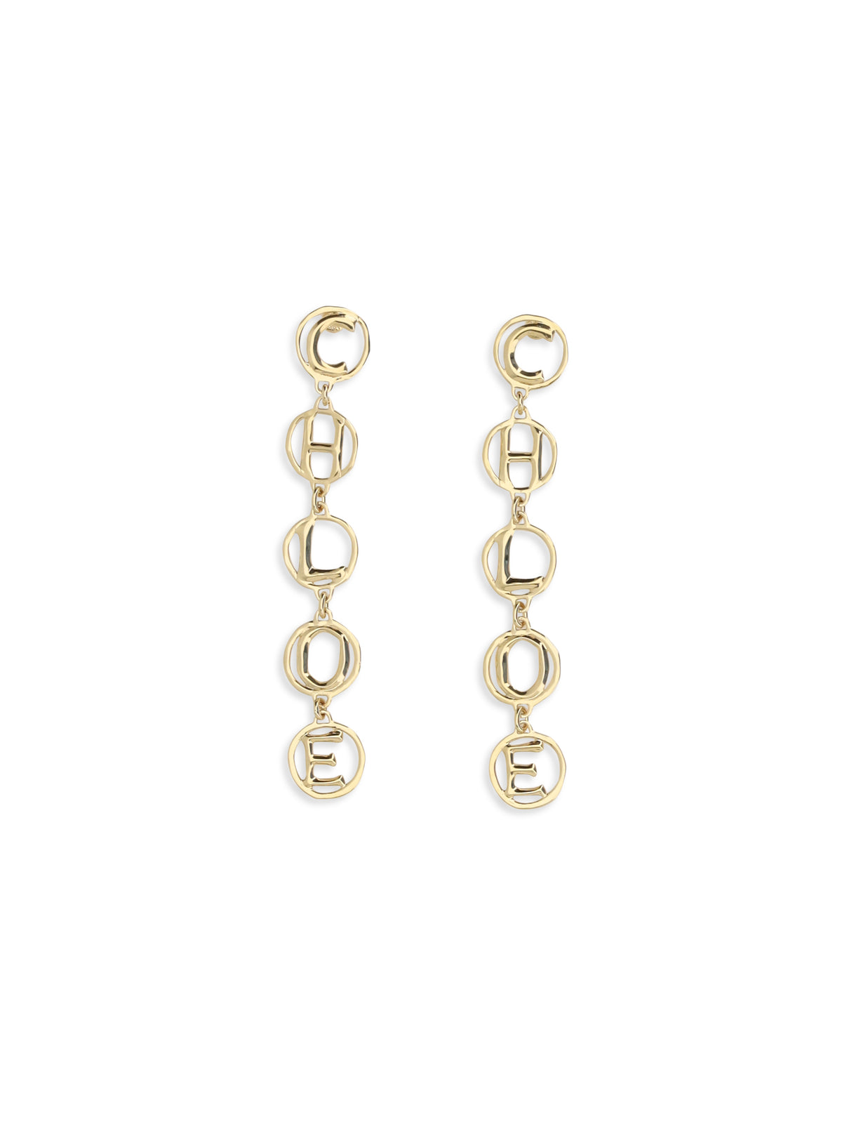 Chloé Script drop Earrings - Vintage Gold