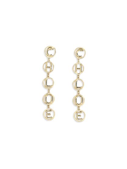 Chloé Script drop Earrings - Vintage Gold