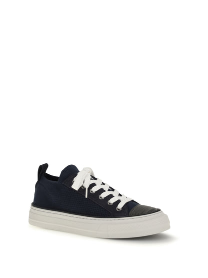 BRUNELLO CUCINELLI Cotton knit and suede Sneakers