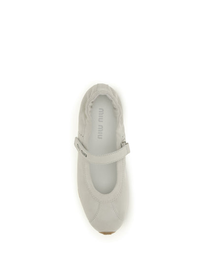 Miu Miu Plume suede Ballerinas - White