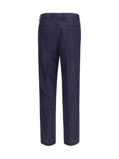 Brunello Cucinelli Virgin wool batavia pinstriped Pants - Navy