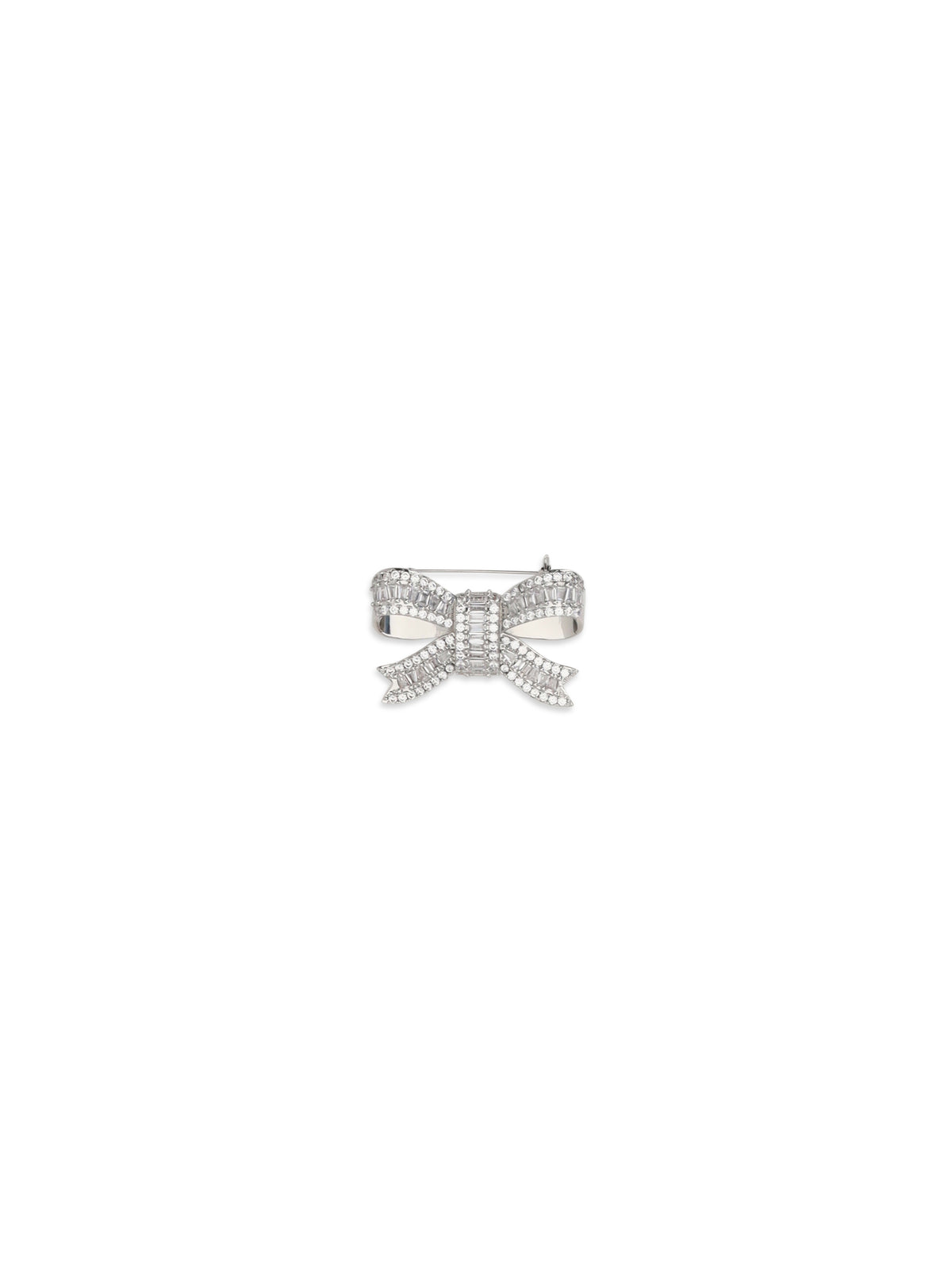 Self-Portrait Crystal Bow Brooch - Silver