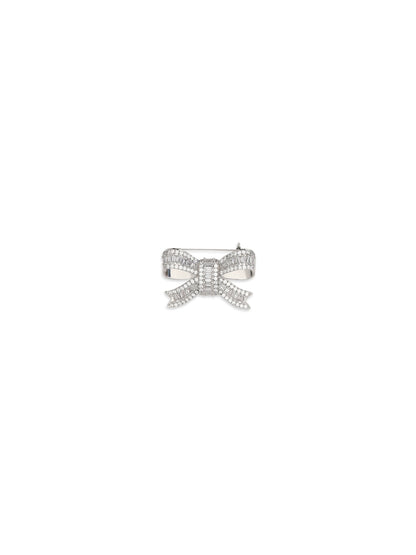 Self-Portrait Crystal Bow Brooch - Silver