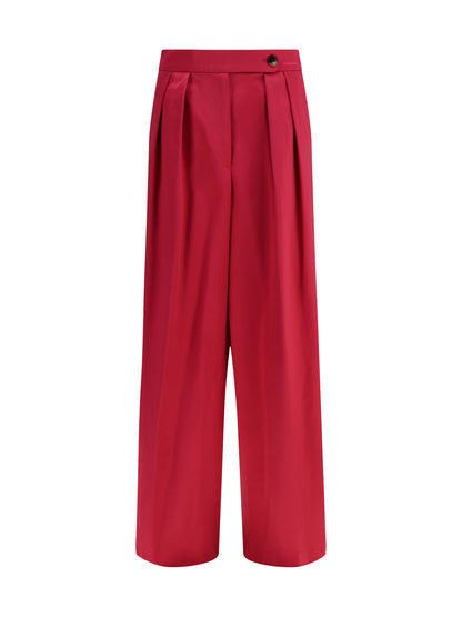 Dries Van Noten Wide pleated Pants in washed cotton and acetate - Fuchsia