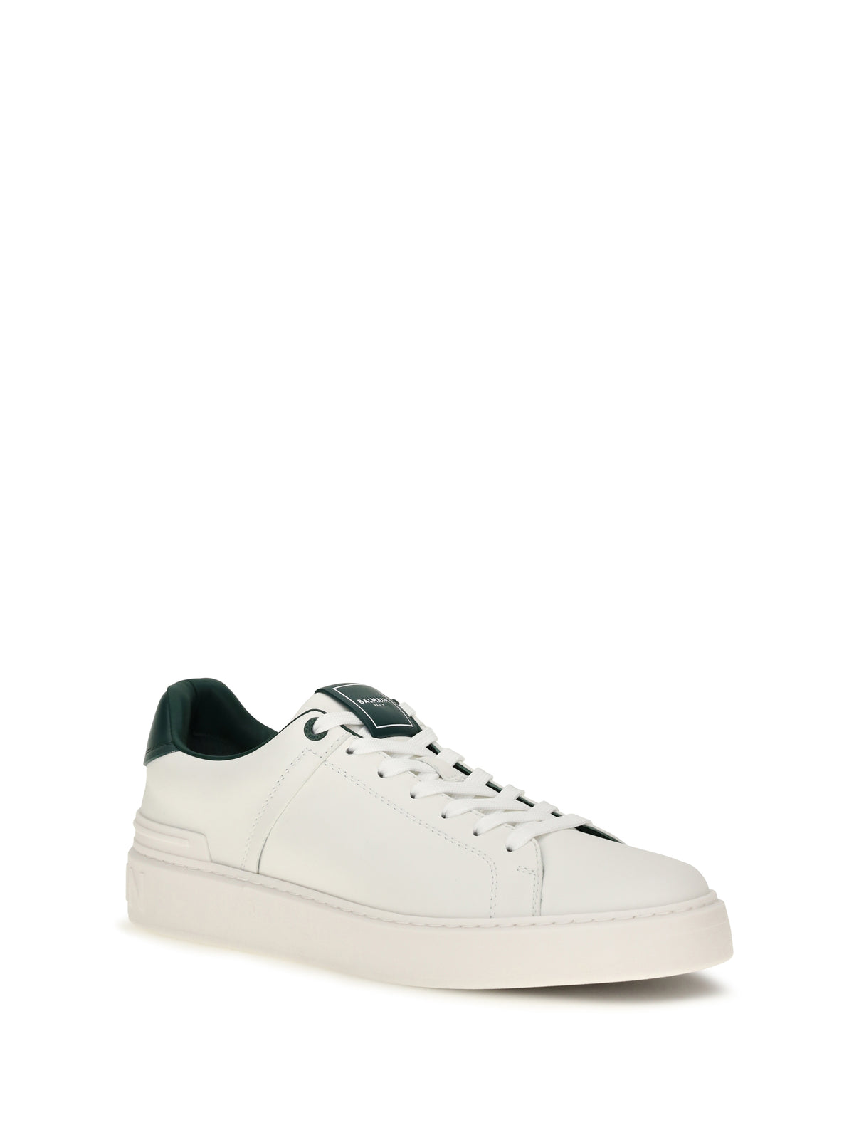 Balmain B-Court leather Sneakers - Blanc/Vert Bouteille