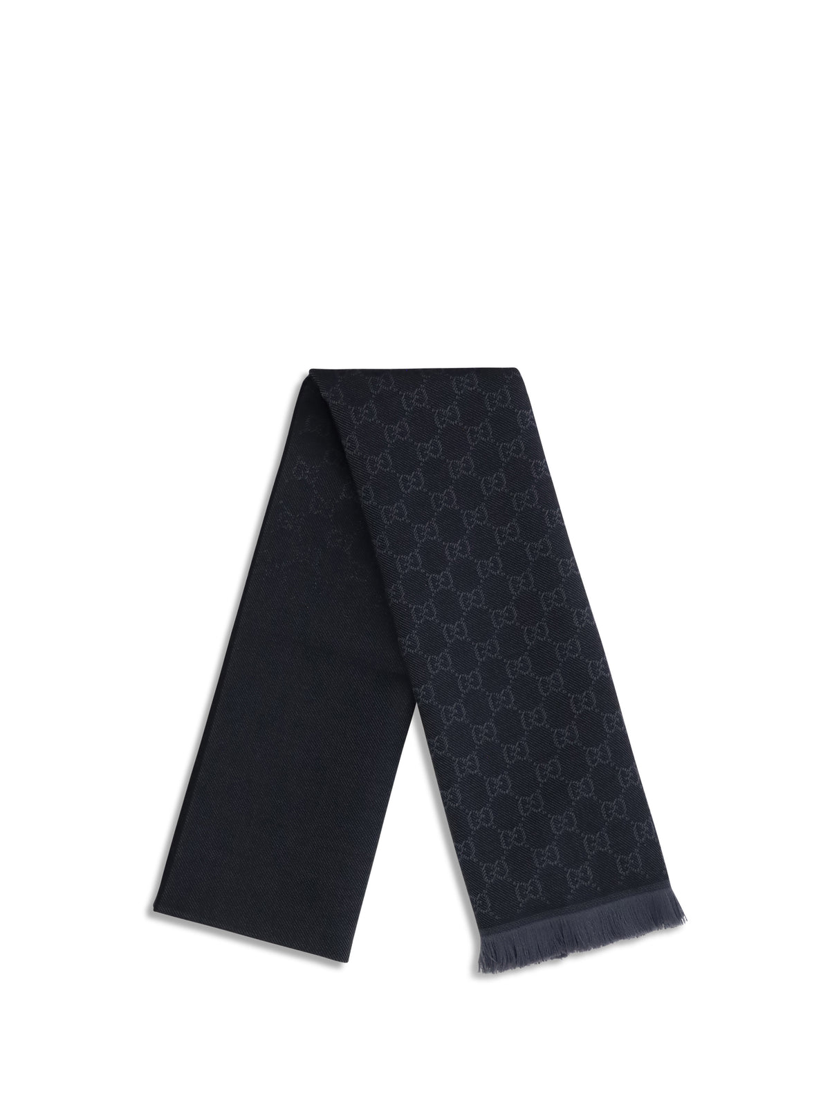 Gucci GG Supreme embroidered wool Scarf - Black/Light Grey