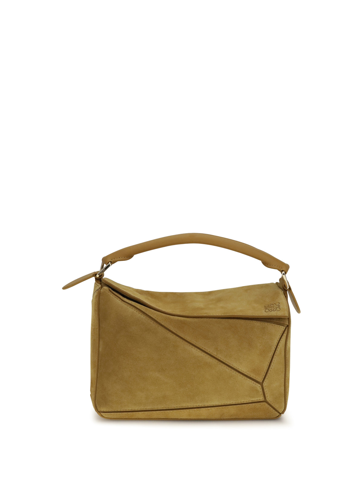 Loewe Small Featherlight Puzzle suede Handbag - Ochre