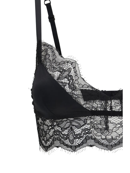 Dolce & Gabbana Satin soft-cup bralette Bra with lace - Black