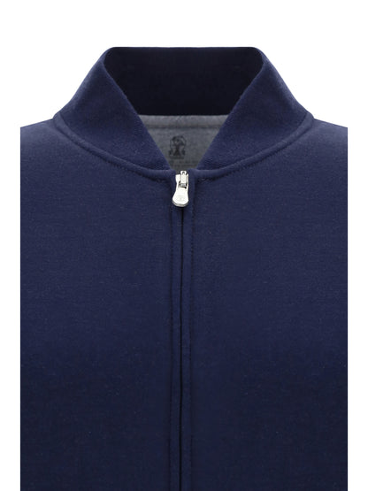 Brunello Cucinelli Cotton zip Sweatshirt - Cobalto