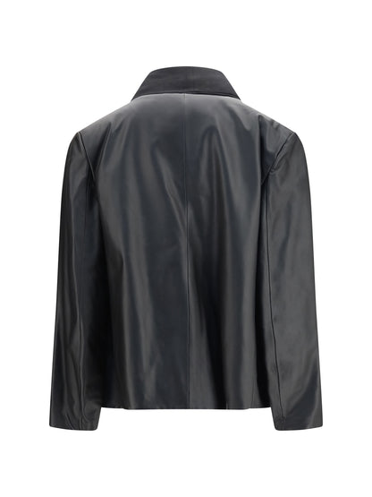Toteme Scarf Leather Jacket - Black