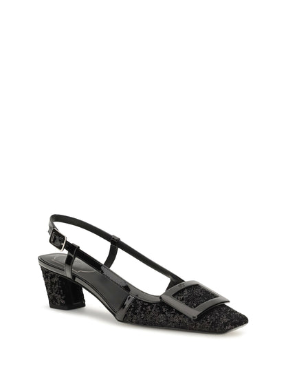Roger Vivier Belle Vivier shiny-effect Slingback Pumps - Black