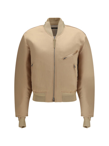 Tom Ford Satin Aviator Bomber Jacket - Buff