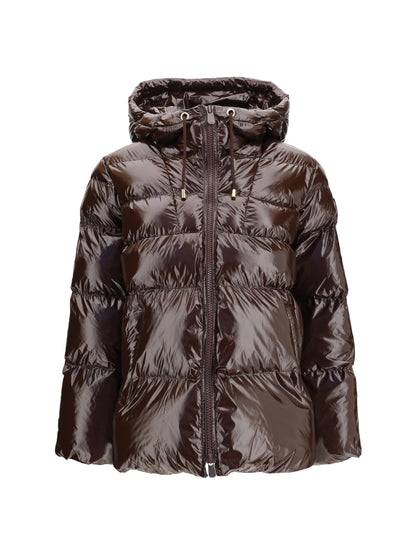 Pinko Hooded Eleodoro Down Jacket - Brown Testa Moro