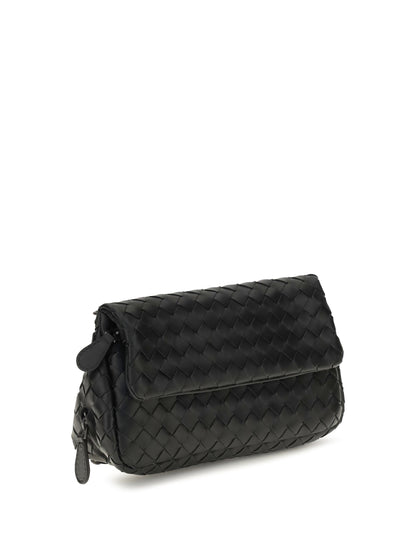 Bottega Veneta Intrecciato Shoulder Bag - Black-Brunito