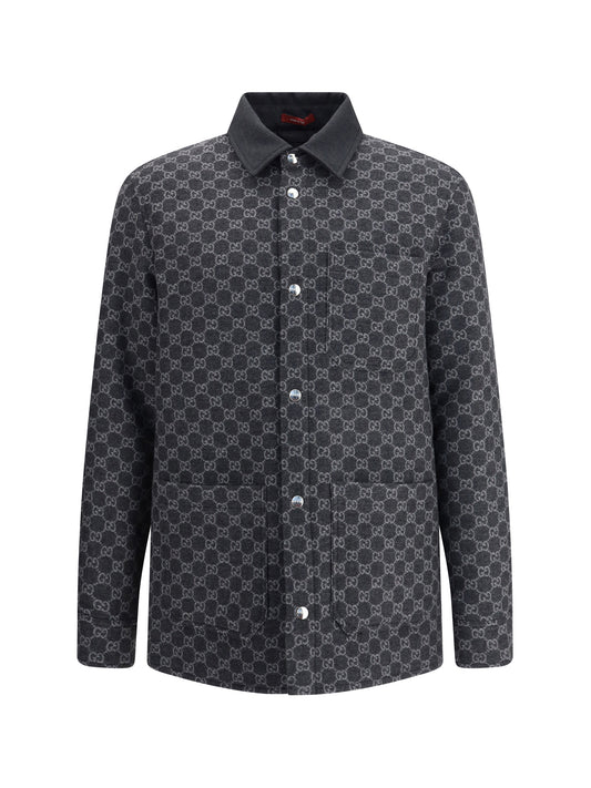 GUCCI Wool Jacket with all-over GG monogram