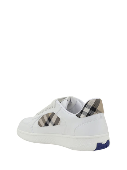 Burberry Leather Sneakers - White/Sand Ip Chk