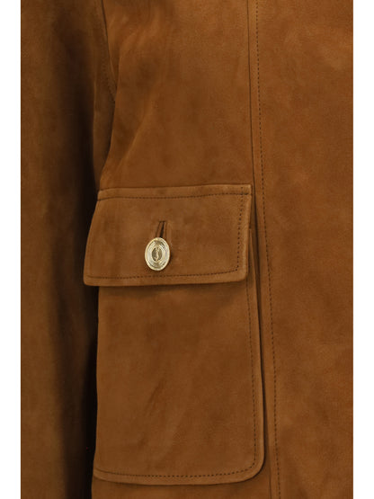 Saint Laurent Short suede Jacket with buttons - Rhum Ambre