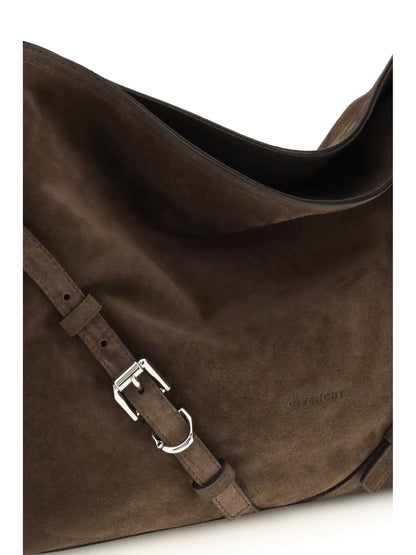 Givenchy Medium Voyou Shoulder Bag in glossy leather - Ebony Brown