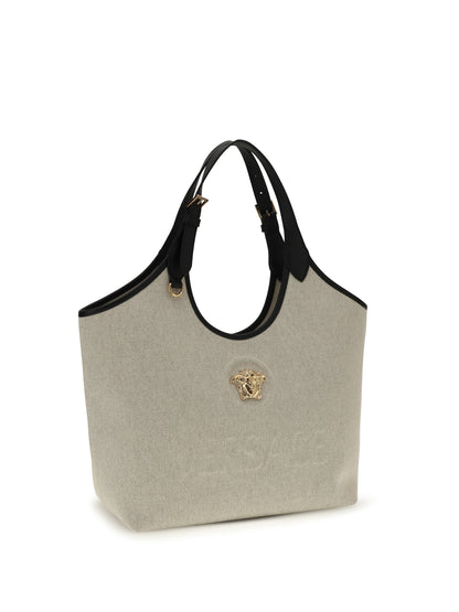 Versace Tote Fabric Calf Leather - Rope Black Versace Gold
