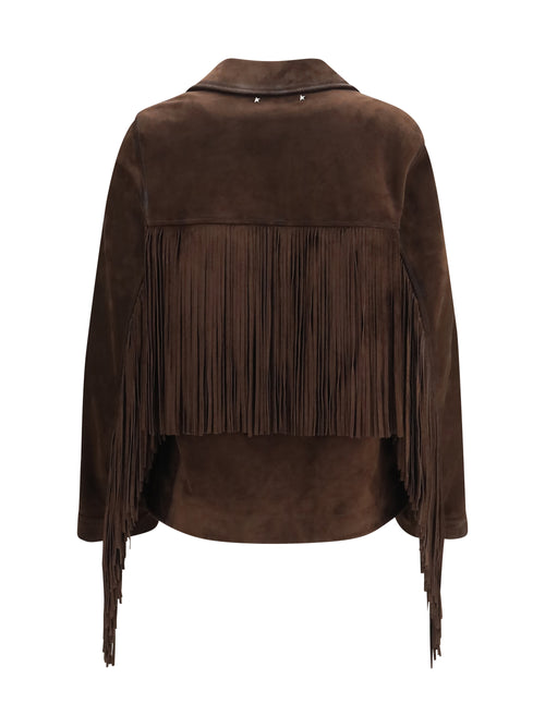 Golden Goose Journey leather Jacket with fringes - Coffee Bean