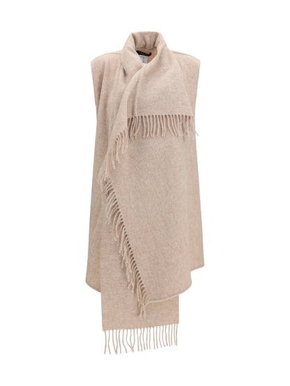 Fabiana Filippi High-neck wool Cape with concealed closure and fringes - Casha'