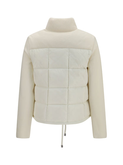 Moncler Quilted wool Padded Cardigan with zip - Natural
