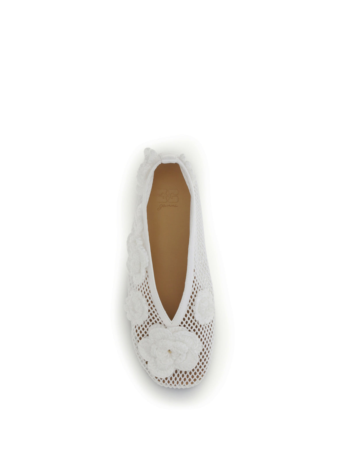 Ganni Jenny mesh Ballerinas - Egret