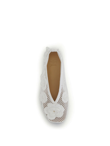 Ganni Jenny mesh Ballerinas - Egret