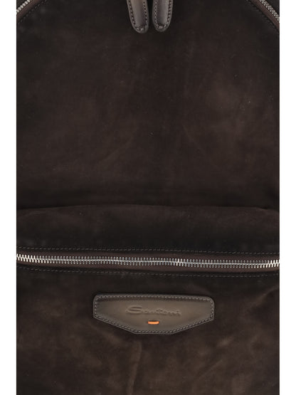 Santoni Suede Backpack - Dark Brown