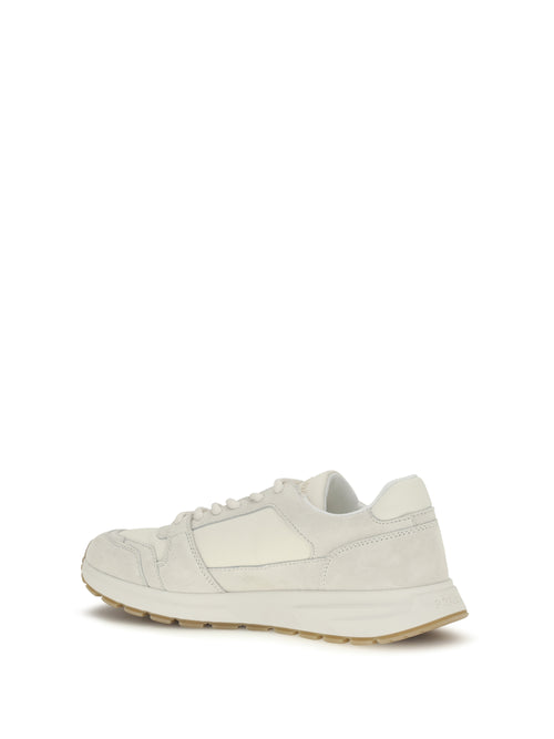 Prada Bicolor canvas and suede Prax Sneakers - Cream