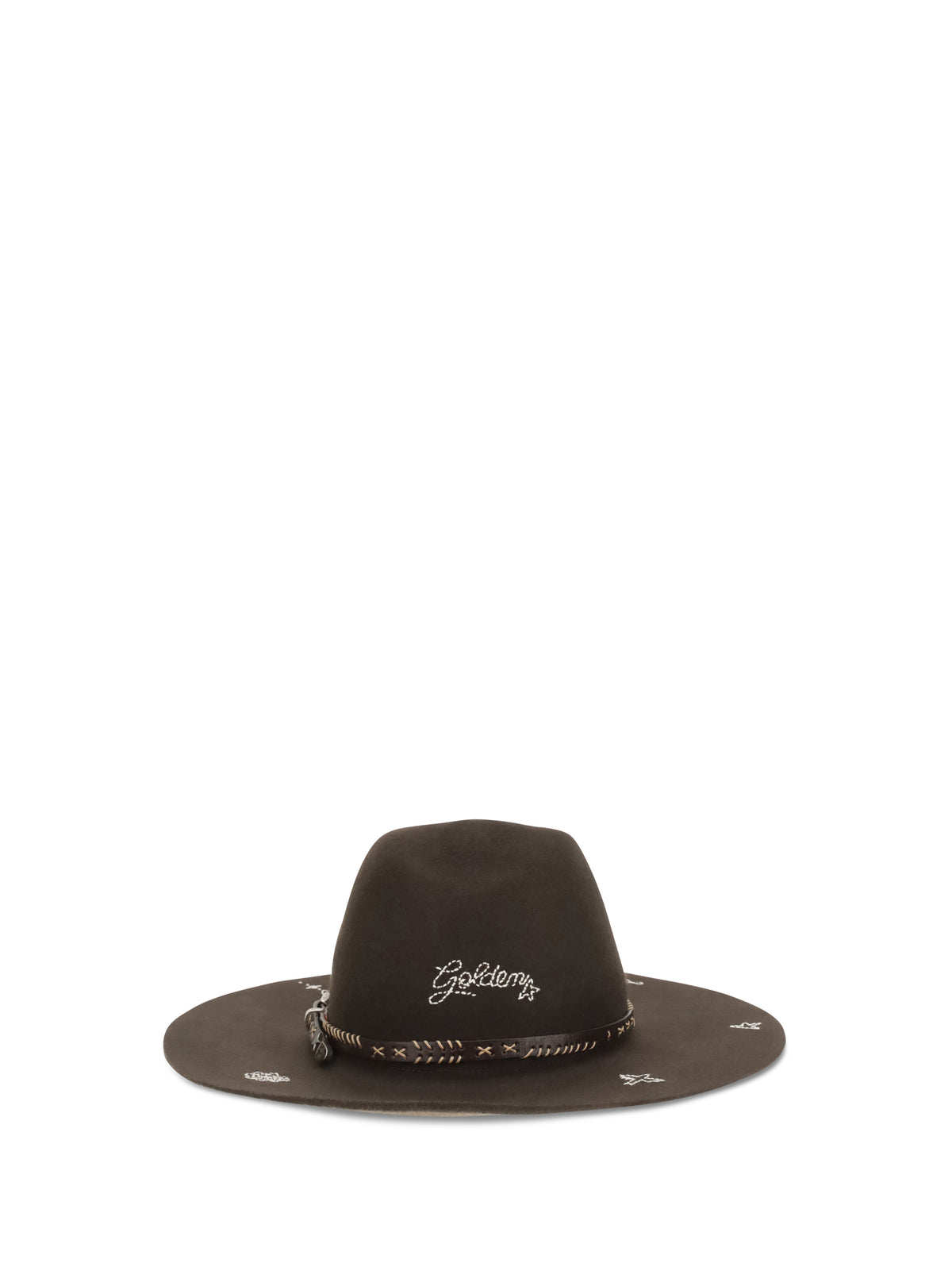 Golden Goose Embroidered wool Fedora - Dark Brown