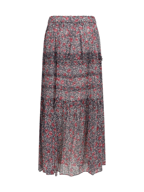 Marant Étoile Volomia long ruffled Skirt - Crushed Berry
