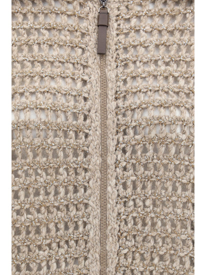 Brunello Cucinelli Cashmere Cardigan with central pocket - Beige+Brown Caldo+Camel